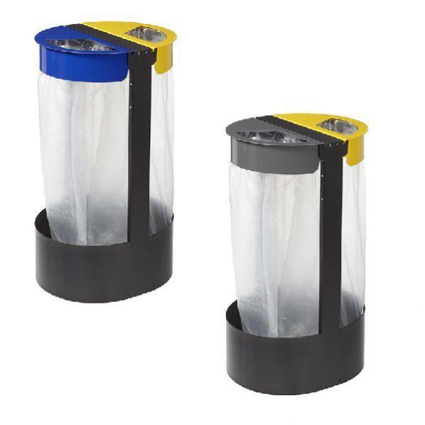 Support pour sac poubelle 2 flux sur pieds - Citwin Modèle PREMIUM - pour sacs de 75L_0