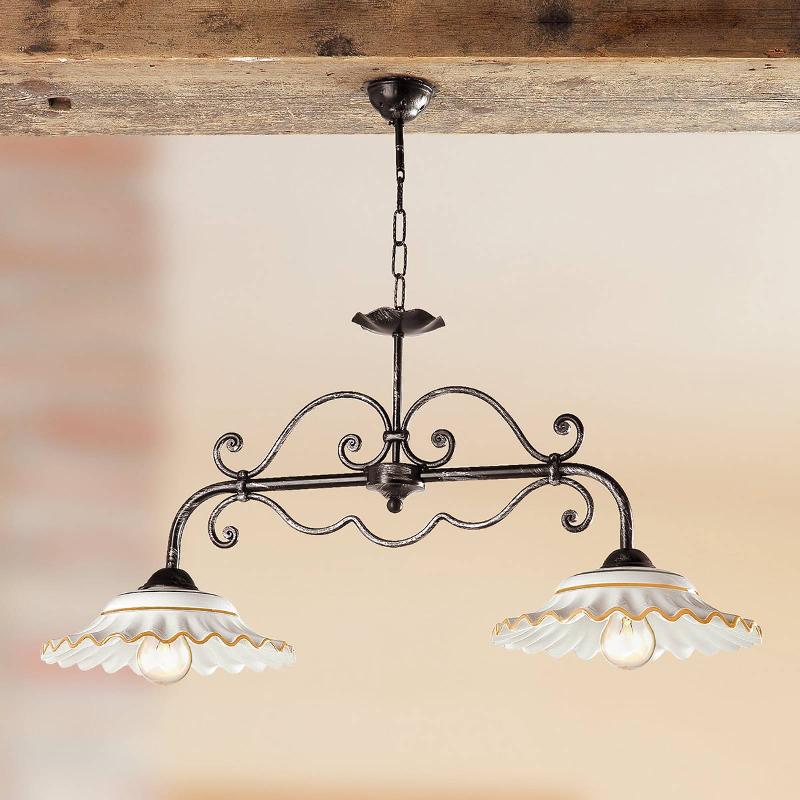 CERAMICHE SUSPENSION I BILIARDI À 2 LAMPES ORANGE