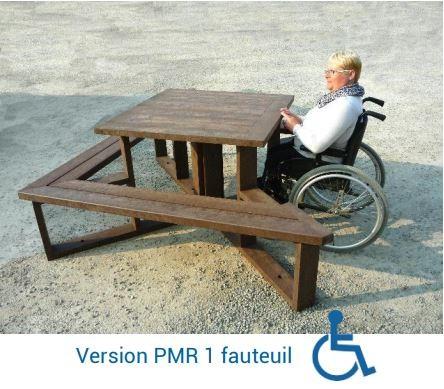 Table pique-nique recyclée Métro - 100% plastique - Version PMR disponible_0