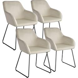 TecTake GmbH tectake Lot 4 chaises de salle à manger aspect velours rembourré crème et noir - 405937 - beige polyester 405937_0