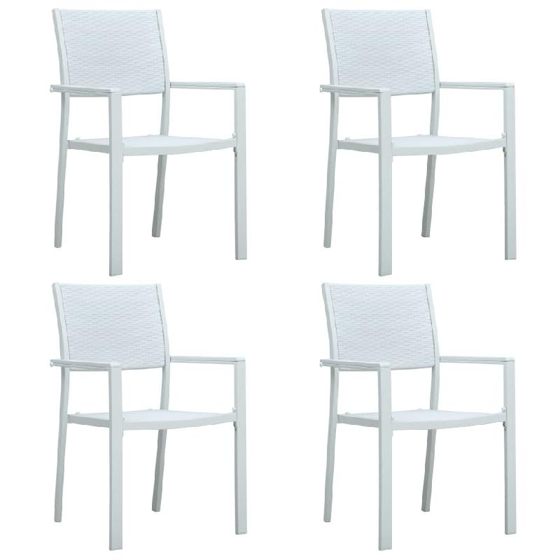 VidaXL Chaises De Jardin Lot De 4 Blanc Plastique Aspect De Rotin - blanc 47888_0