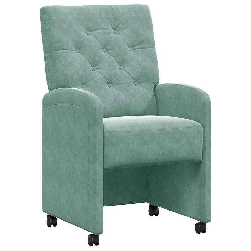 VidaXL Chaises de Salle à Manger avec Roues 2 pcs Vert marin Velours Modèle Imperial Élite - 42017874_0