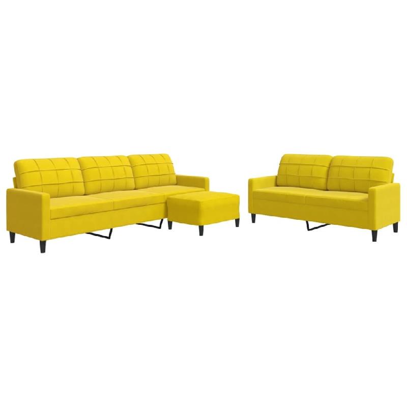 VidaXL Ensemble de canapés 3 pcs avec coussins Jaune Velours Modèle Talmora - 3278487_0