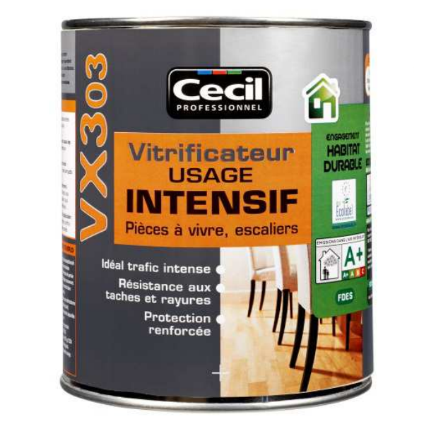 VITRIFICATEUR PARQUET PLANCHER VX303 CECIL - USAGE INTENSIF INTÉRIEUR - MAT INCOLORE - POT 2,5L