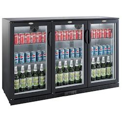Arrière Bar Réfrigéré Noir 3 Portes Vitrées   330 Litres       R600a   3330Vitrée/battante 1350x520x900mm COMBISTEEL - blanc 7527.0015_0