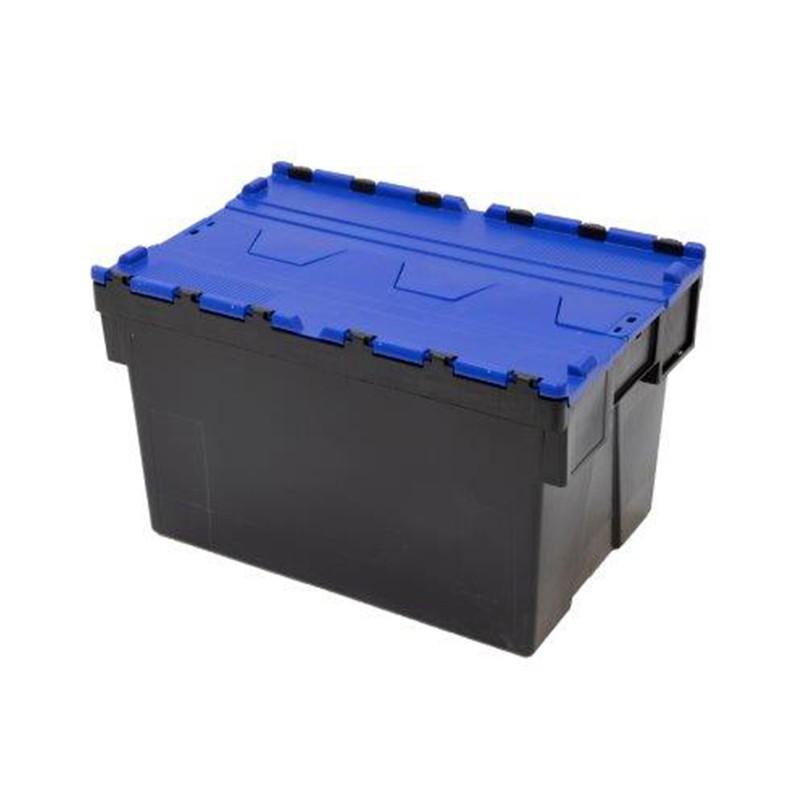 Bac navette en plastique 600 x 400 x 365 mm - 63L - Couvercle bleu - Rolléco_0