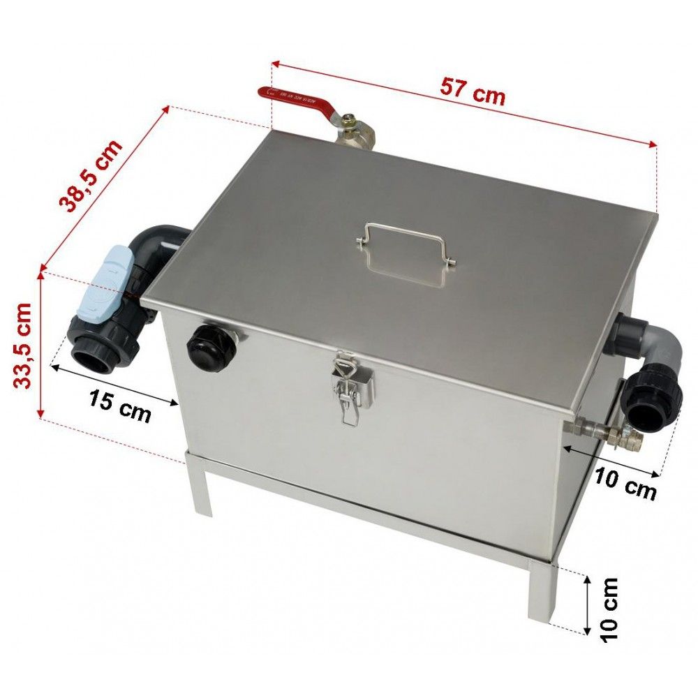 Bac récupérateur de graisses sous évier BAGT 80N - 120 couverts - inox alimentaire - SARL Développement Durable_0