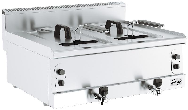 Friteuse professionnelle à gaz - double cuve 2x8L à poser - Dimensions 800x600 mm - Réf. 7178.0085_0
