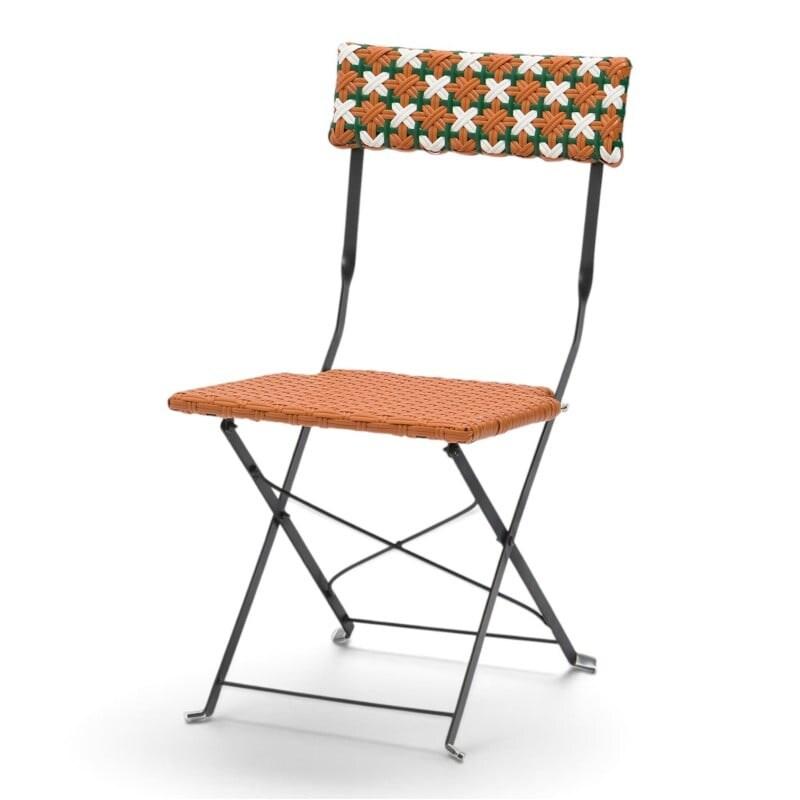 Bistromania Chaise GARDEN pliante, tressage orange vert et blanc – 41 x 49 x 83 cm - multicolore multi-matériau EA281_0