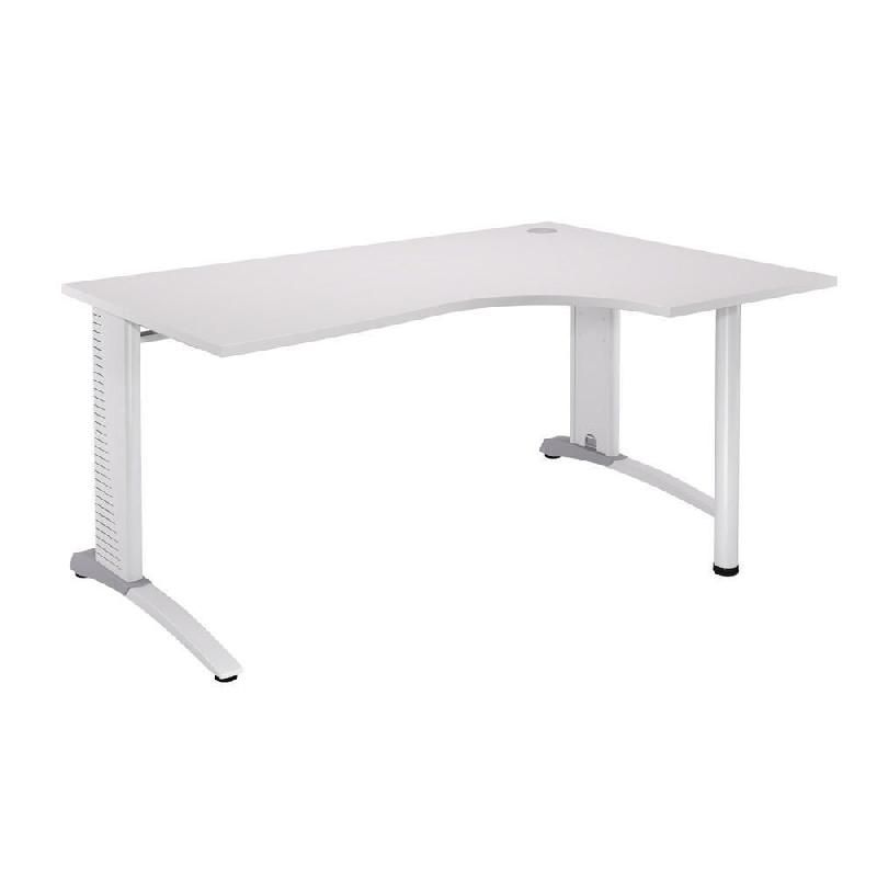 BUREAU COMPACT RETOUR À DROITE BIOSPACE 2 - L. 180 X P. 110 CM - PLATEAU 'BLANC' - PIEDS L 'BLANC' - EMBASES : 'AVOCAT'.