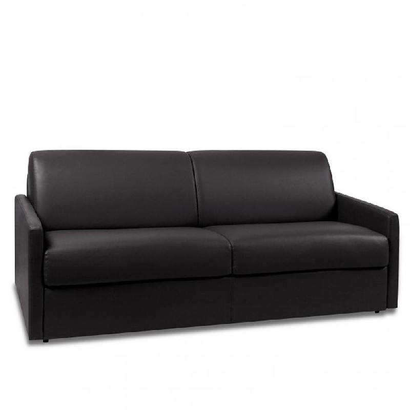 Canapé convertible express SUN Edition en cuir noir - Matelas 16 cm haute résilience - Fabrication italienne_0