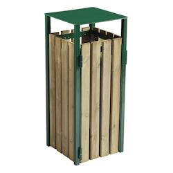 Corbeille Exterieure Eden Bois 110L Vert Mousse Sans Cendrier - 57877 - Rossignol - vert 57877_0