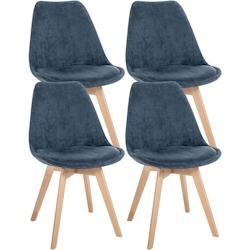 Décoshop26 - Lot de 4 chaises de salle à manger style scandinave en velours côtelé bleu foncé CDS10391 - bleu 3002478532691_0