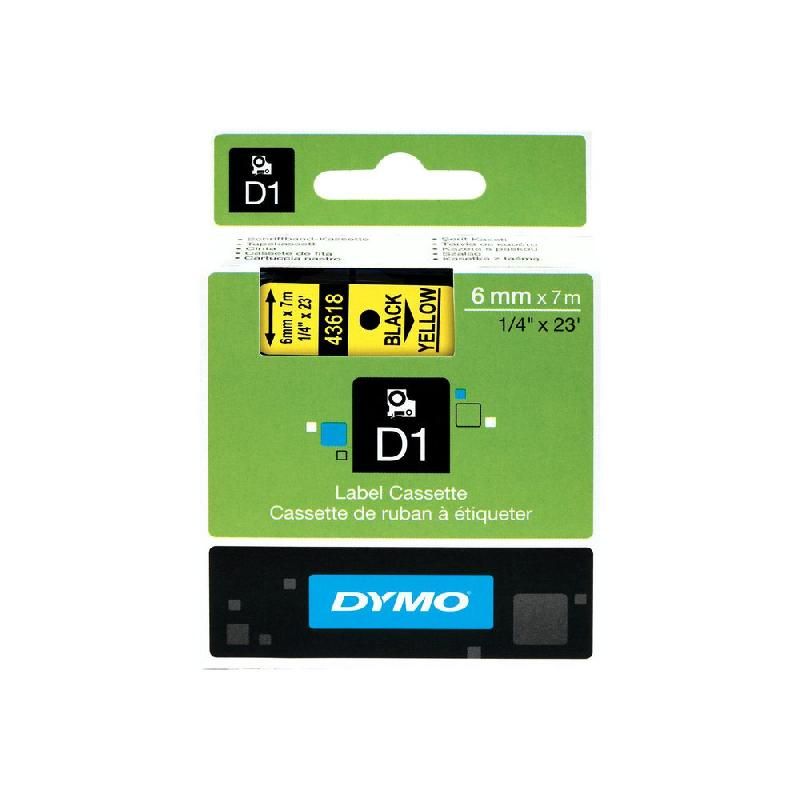 DYMO RUBAN TITREUSE DYMO D1 -  ÉCRITURE NOIR / FOND JAUNE - 6 MM X 7 M - MODÈLE S0720790