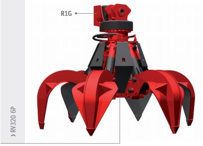 Grappins à ferraille RV320 6P Rozzi - Vérins verticaux externes et rotation disponible_0