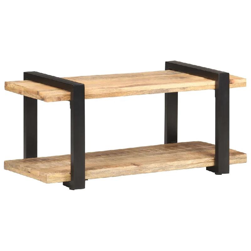 Helloshop26 - Meuble TV industriel multifonction avec étagère inférieure 90 x 40 x 40 cm en bois de manguier brut 02_0046638 - Bois massif 30002343_0