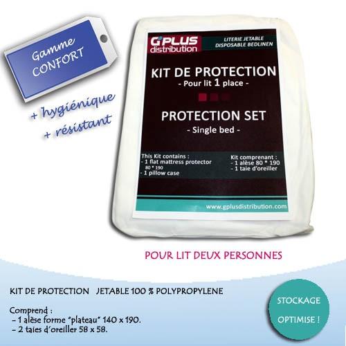 Kit de protection pour lit 2 places - gamme confort - alèse et protège-oreillers jetables 140x190_0