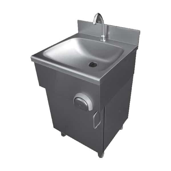 Lave-main cuisine professionnelle - placard porte battante - inox AISI 304 - profondeur 400 mm_0
