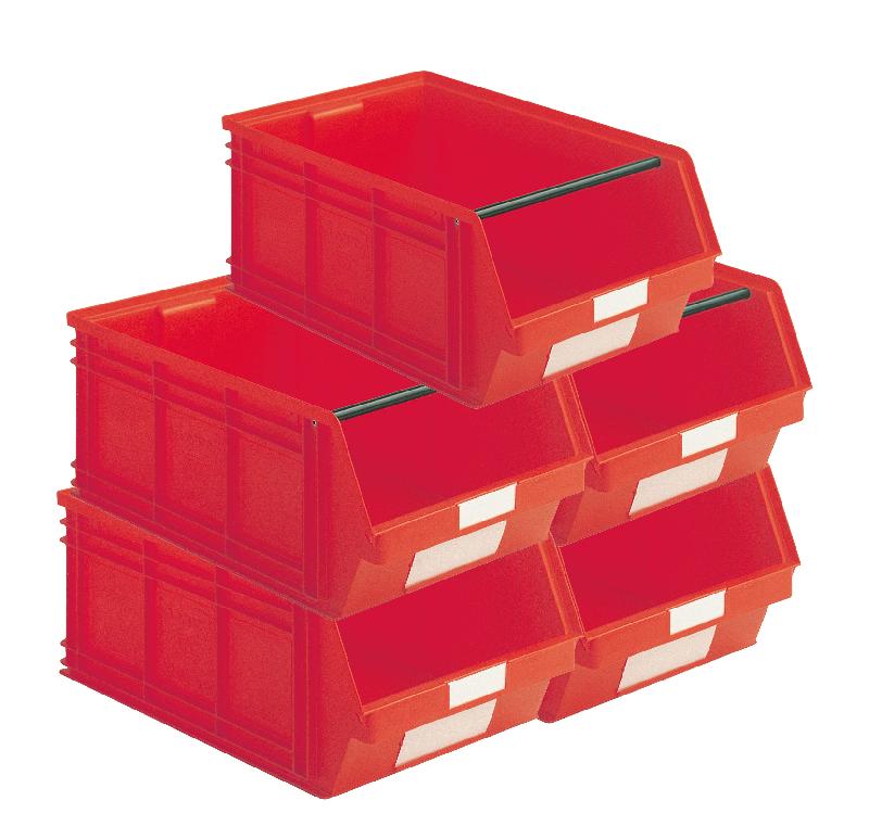 Lot de 5 bacs à bec en plastique 88l rouge_0
