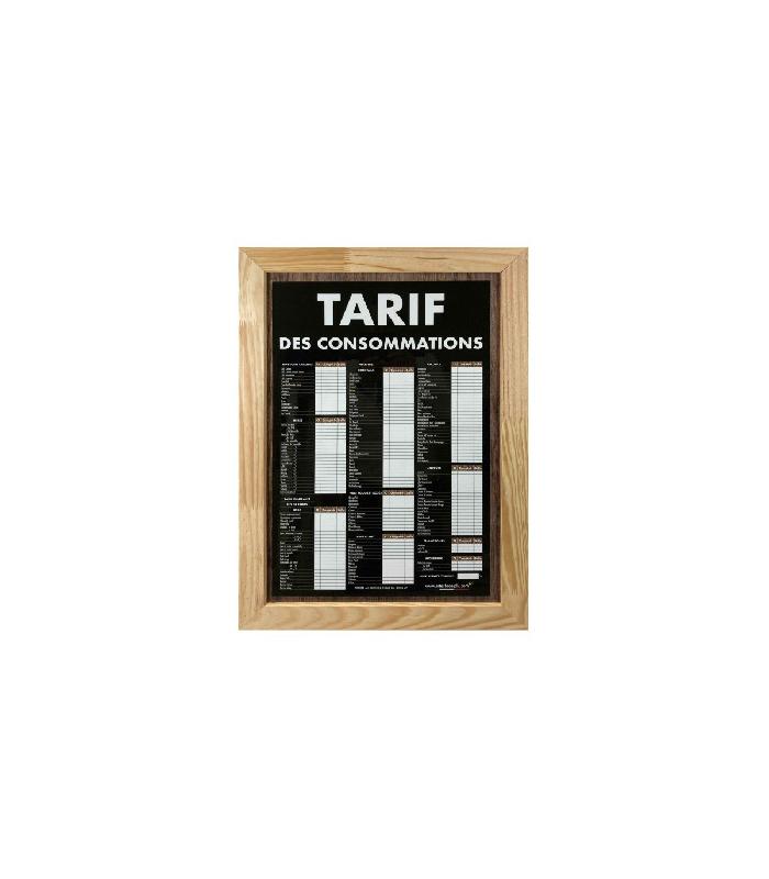 Panneau double face - TARIF DES CONSOMMATIONS traditionnel - 61 x 41 cm - Référence: REG600-20CPP_0