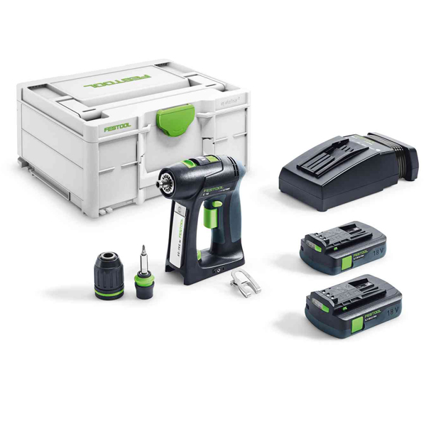 PERCEUSE-VISSEUSE FESTOOL C 18 C 3,1-PLUS 2 BATTERIES 3,1AH ET CHARGEUR