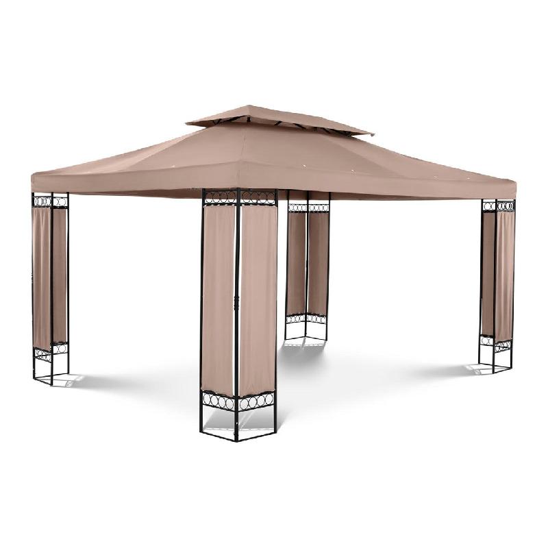 PERGOLA PAVILLON BARNUM TONNELLE TENTE ABRI GAZEBO DE JARDIN TERRASSE BEIGE - 3 X 4 M - 160 G/M² - BEIGE 14_0002760_0