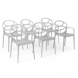 RATTATAN Set de 6 chaises en polypropylène avec fibre de verre, empilables pour extérieur, jardin, bar, restaurant, cuisine design moderne-Charlotte_0