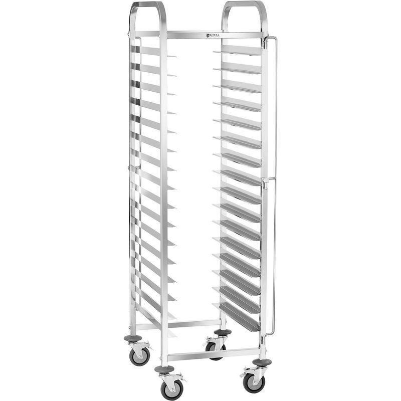 CHARIOTS À PLATEAUX JUSQU'À 16 TABLETTES CAPACITÉ CHARGE 150 KG 60X40CM INOX - ARGENT