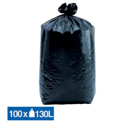 Sacs poubelle déchets légers noirs 130 L, lot de 100_0