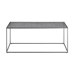 SalesFever Table basse  110 x 55 cm | rectangulaire | Plaque de verre de 6 mm à aspect structuré | Cadre en métal | L 110 x P 55 x H 45 cm | Noir -_0