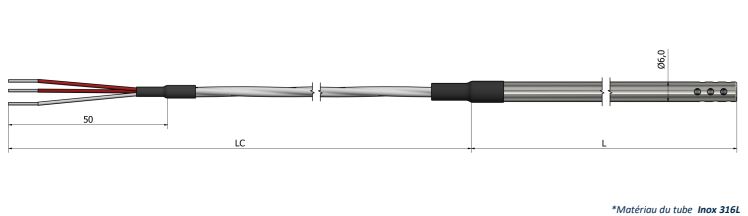 Sonde à résistance ambiante - PT25 avec tube de protection ajouré_0