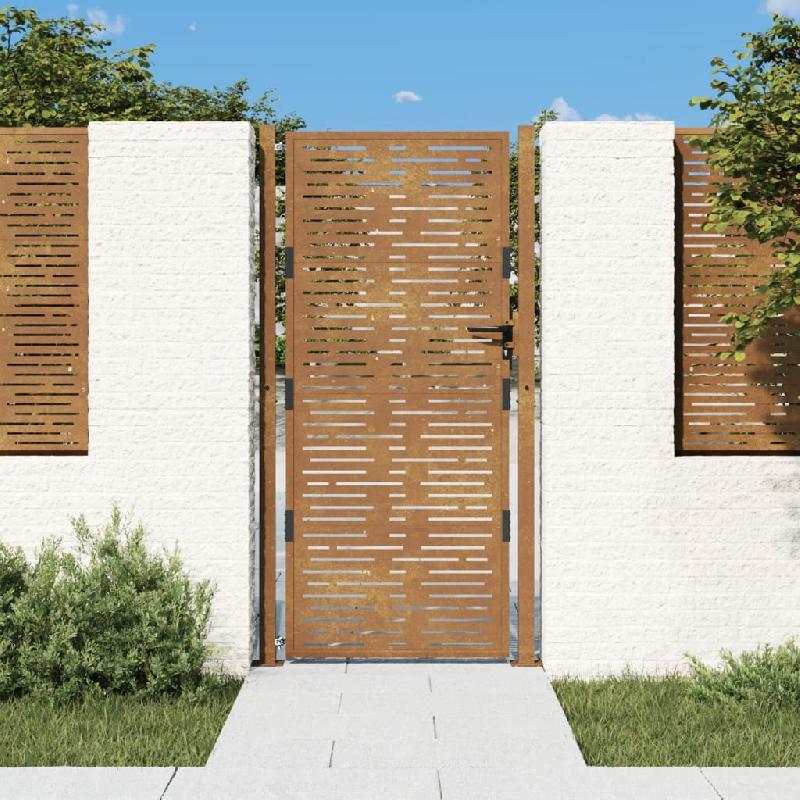 Vidaxl portail de jardin 105x180 cm acier corten conception de carré 153200_0