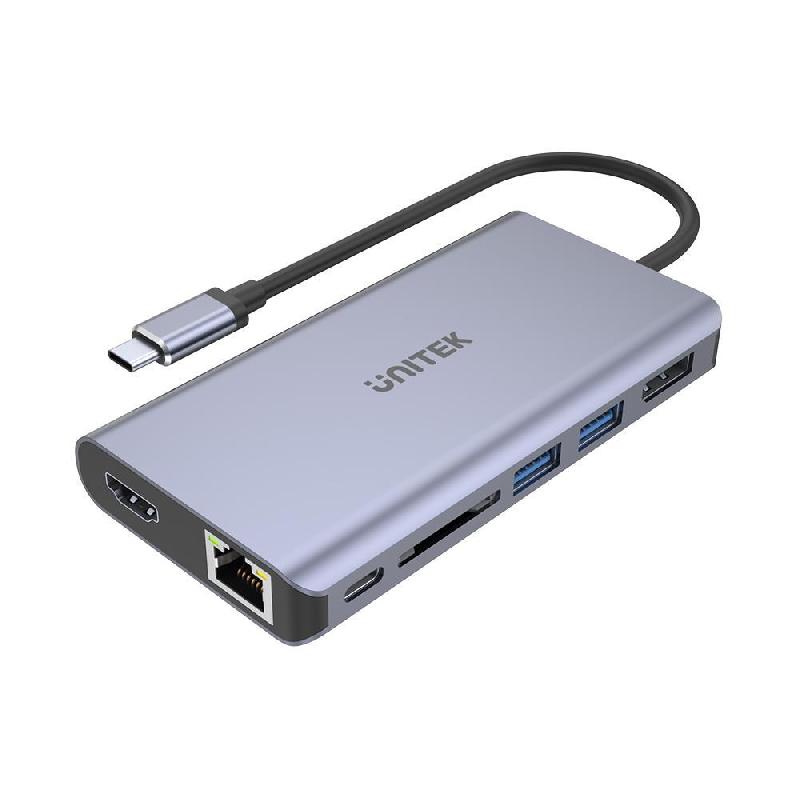 UNITEK uHUB S7 - Hub USB 3.2 Gen 1 Type-C - 7 ports - HDMI, DisplayPort, RJ-45 - Gris Aluminium (D1056A)_0