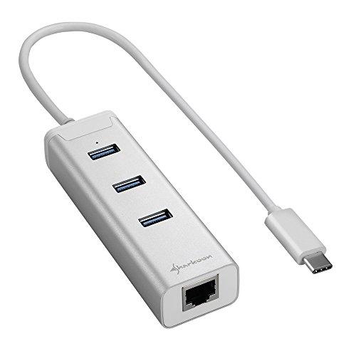 3-Port USB 3.0 Aluminium Hub - RJ45 Ethernet Adapter Type-C Sharkoon 4_0