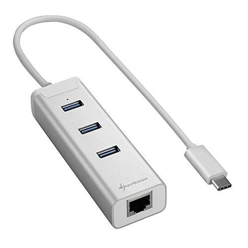 3-PORT USB 3.0 ALUMINIUM HUB + RJ45 ETHERNET ADAPTER TYPE C SHARKOON 4_0