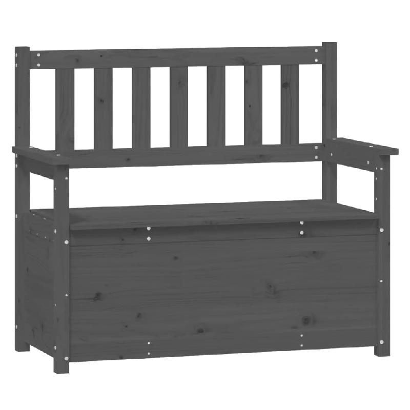Banc banquette en bois de pin massif gris - 112,5 x 51,5 x 96,5 cm avec rangement - Réf. 02_0010645_0