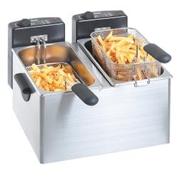 Bartscher Friteuse double inox 2 x 4 Litres à poser, 4400 W, 220 V - MONO - Acier inoxydable 18/10 A165112_0