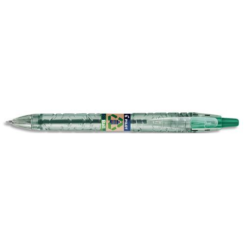 BILLE PILOT B2P ECOBALL RETRACTABLE - RECHARGEABLE - POINTE 1MM - CORPS PLASTIQUE RECYCLE 86% - COLORIS VERT