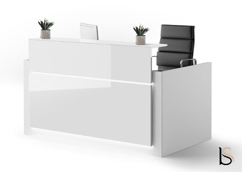 Bureau d'accueil 1 personne Avant - Ofitres - 129, Blanc, Non, Blanc brillant_1