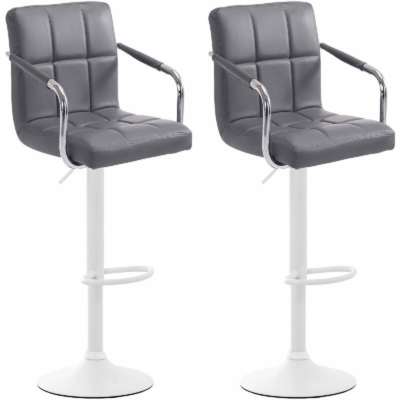 CLP Lot de 2 Tabourets de Bar Lucy  V2 en Similicuir Gris/Blanc - gris polyester 315828_0