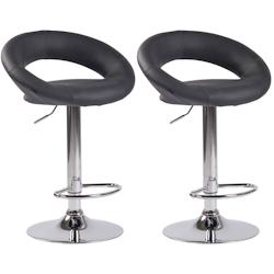 CLP Lot de 2 Tabourets de bar Olinda en similicuir hauteur réglable et siège pivotant Gris/Chrome - gris polyester 320271_0