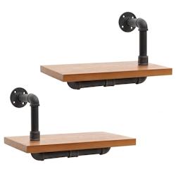Décoshop26 - Lot de 2 étagères murales suspendues design industriel acier et bois clair 29x45x25 cm 04_0007483 - 3000262151660_0