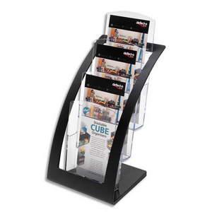 Deflecto porte-brochures 3 compartiments 1/3 A4 contemporary avec porte-cartes - 17,1x34,9x15,6 cm - transparent_0