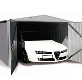 Garage simple métal - 17,64 m² - toit double pente - porte battante - 3 x 6 x 2,06 m - panneaux Zincalume acier nervuré_0