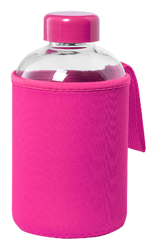 Gourde en verre 600 ml - capuchon assorti et couvercle softshell - couleur fuchsia_0