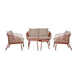 Now's Home - Salon De Jardin En Polypropylene Terracotta 4 Places - 3256390249285_0