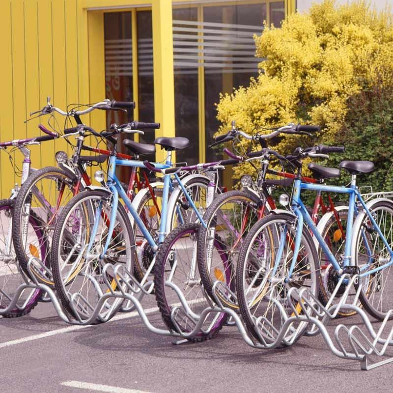 Range-vélos pour 9 vélos - 2 niveaux en acier zingué - Design ondulé_0