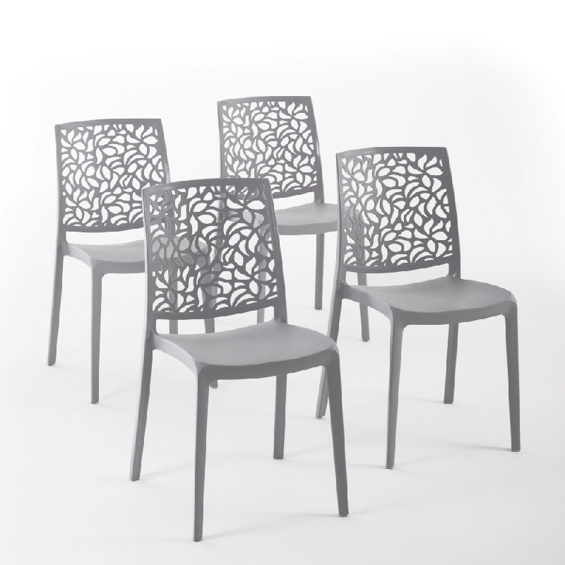 RATTATAN Set 4 Chaises en polypropylène avec fibre de verre empilables pour extérieur et jardin, bar et restaurant, cuisine design moderne - ANNA -_0