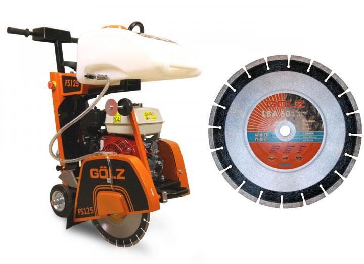 Scie à sol FS125 moteur thermique HONDA + 1 disque mixte LBA60 Ø 350 mm - GOLZ - 02821256000+LBA60351 HONDA_0