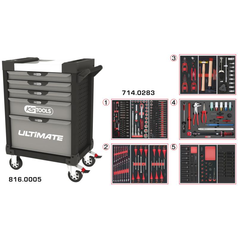 Servante PEARLline grise et noire 5 tiroirs équipée de 283 outils - KS Tools | 816.5283_0